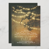 木の枝とストリングライトのウェディング 招待状 (正面/裏面)