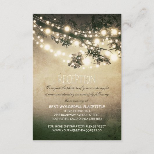 木の枝とランタンを使ったナチュラルな結婚式の披露宴 エンクロージャーカード (正面)