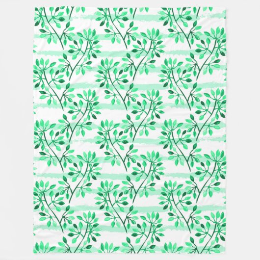 木の枝と葉 フリースブランケット (正面)