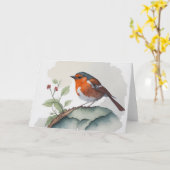 木の枝にいるかわいい小鳥のシンプルなグリーティングカード カード (黄色い花)