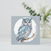 木の枝にいる水彩のフクロウ カード (スタンド正面)