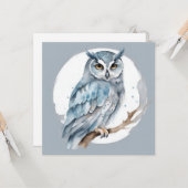 木の枝にいる水彩のフクロウ カード (正面/裏面インサイチュ)