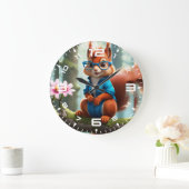 木の枝にかわいいリス ラージ壁時計 (ホーム)