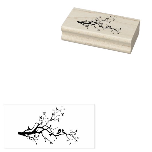 木の枝にかわいい愛鳥 ラバースタンプ (押印)