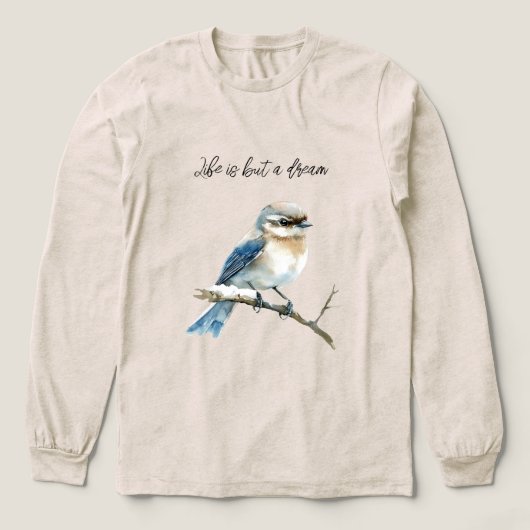 木の枝にとまる青い鳥 トライブレンドTシャツ (デザイン正面)