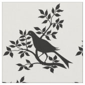 木の枝にとまる鳥のシルエット ファブリック (クローズアップ)