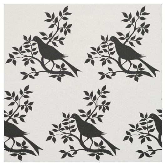 木の枝にとまる鳥のシルエット ファブリック (見本)
