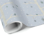 木の枝にクリスマスバード、冬の雪片。 ラッピングペーパー (ロールコーナー)