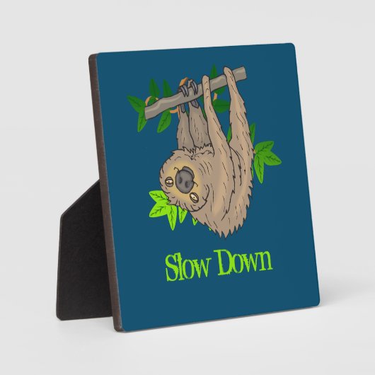 木の枝にナマケモノを付けてスローダウン フォトプラーク (正面)