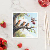 木の枝にビジネスの鳥 スタンダードカクテルナプキン (インサイチュ)