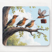 木の枝にビジネスの鳥 マウスパッド (正面)