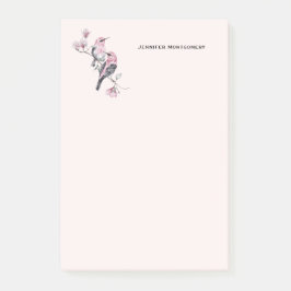 木の枝にピンクと黒の鳥 ポストイット