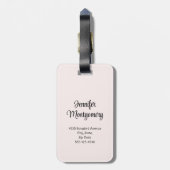 木の枝にピンクと黒の鳥 ラゲッジタグ (裏面縦)