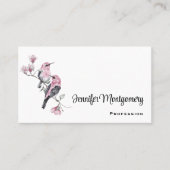 木の枝にピンクと黒の鳥 名刺 (正面)