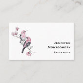 木の枝にピンクと黒の鳥 名刺 (正面)