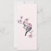 木の枝にピンクと黒の鳥 招待状 (裏面)