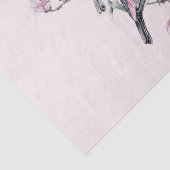 木の枝にピンクと黒の鳥 薄葉紙 (詳細)