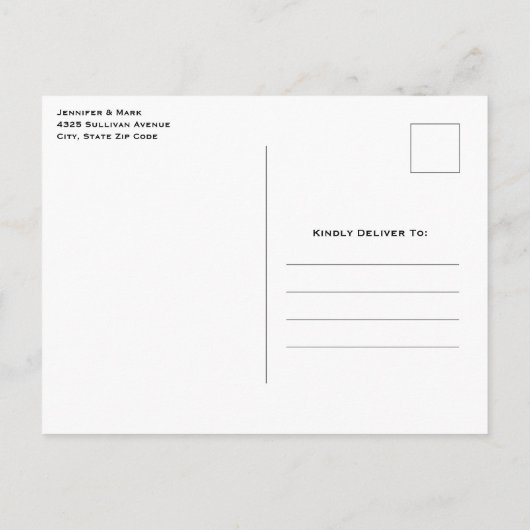 木の枝にピンクの松の鳥の日付を保存 インビテーションポストカード (裏面)