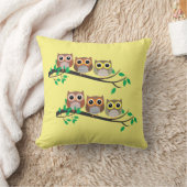 木の枝にフクロウかわいいおもしろい鳥の動物 クッション (ブランケット)