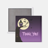 木の枝にフクロウハロウィーンありがとう磁石 マグネット (正面/裏面)