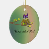 木の枝にフクロウ セラミックオーナメント (右)