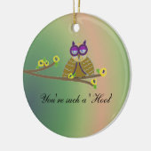 木の枝にフクロウ セラミックオーナメント (左)