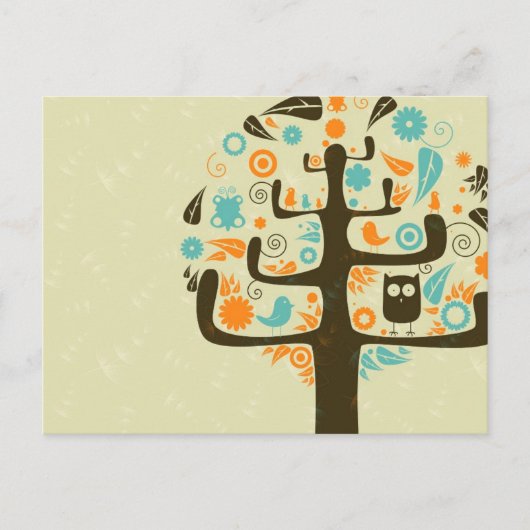 木の枝にフクロウ ポストカード (正面)