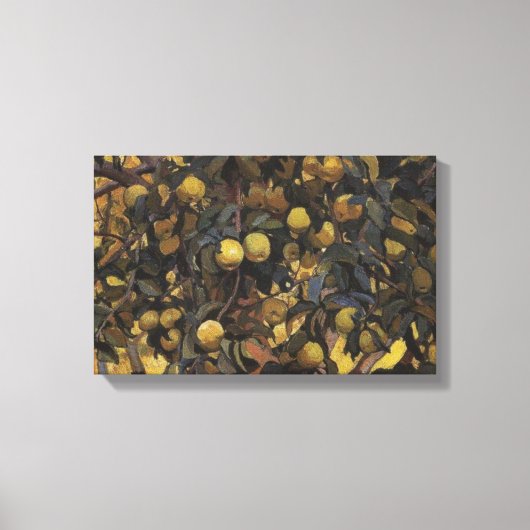 木の枝にリンゴ（Serebriakova著） キャンバスプリント (正面)