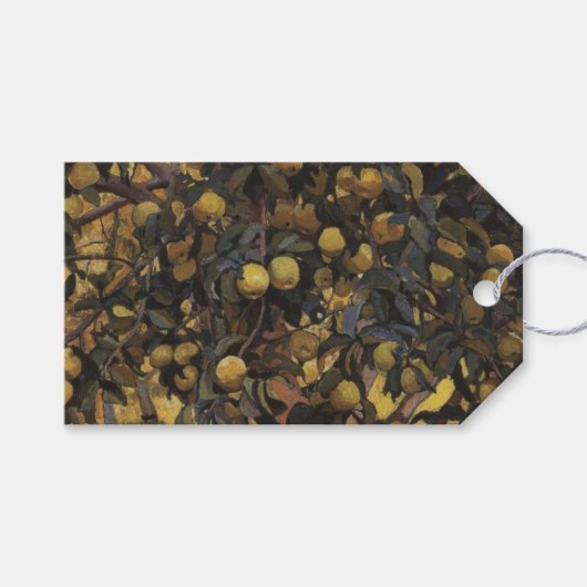 木の枝にリンゴ（Serebriakova著） ギフトタグ (正面(横))