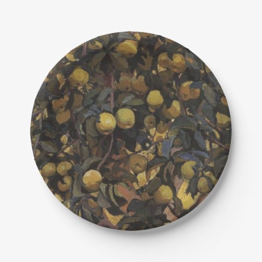 木の枝にリンゴ(Serebriakova著) ペーパープレート (正面)