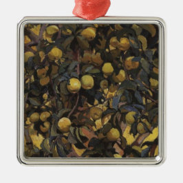 木の枝にリンゴ（Serebriakova著） メタルオーナメント