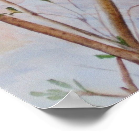 木の枝に一羽の鳥 ポスター (角)