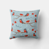 木の枝に冬のロビンスかわいい鳥のパターン クッション (裏面)