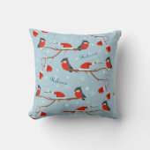 木の枝に冬のロビンスかわいい鳥のパターン クッション (正面)