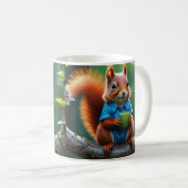 木の枝に座っているかわいいリス コーヒーマグカップ (正面右)