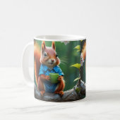 木の枝に座っているかわいいリス コーヒーマグカップ (正面左)