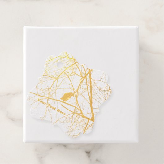 木の枝に座る金ゴールドカラスのシルエット フェイバータグ (箱)