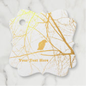 木の枝に座る金ゴールドカラスのシルエット フェイバータグ (正面)