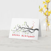 木の枝に愛鳥ハッピーバースデーカード カード (黄色い花)