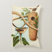 木の枝に止まった巣に乗る鳥のカップル アクセントクッション (裏面(縦))