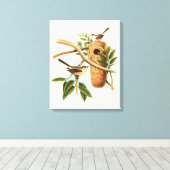 木の枝に止まった巣に乗る鳥のカップル キャンバスプリント (インサイチュ (ウッドフロア))