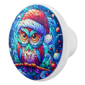 木の枝に止まった魅惑のフクロウ セラミックノブ (右)