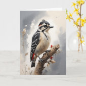 木の枝に止まるアメリカシギダイサギの白 カード (黄色い花)