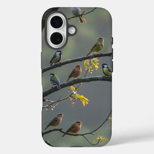 木の枝に止まる様々な鳥 Case-Mate iPhoneケース (裏面)