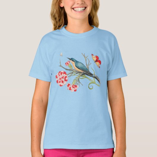 木の枝に止まる鳥 Tシャツ (正面)