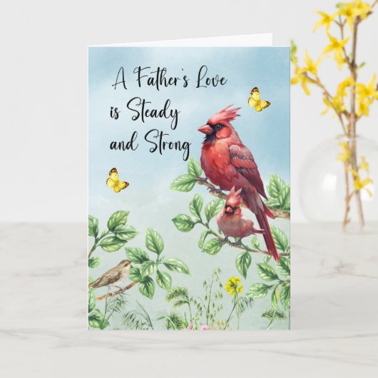 木の枝に父の日の深紅色 カード (黄色い花)