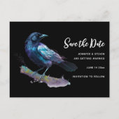 木の枝に美しいカラス日付を保存 インビテーションポストカード (正面)