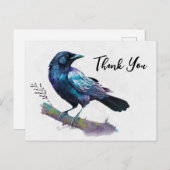 木の枝に美しいカラス　ありがとうございます ポストカード (正面/裏面)