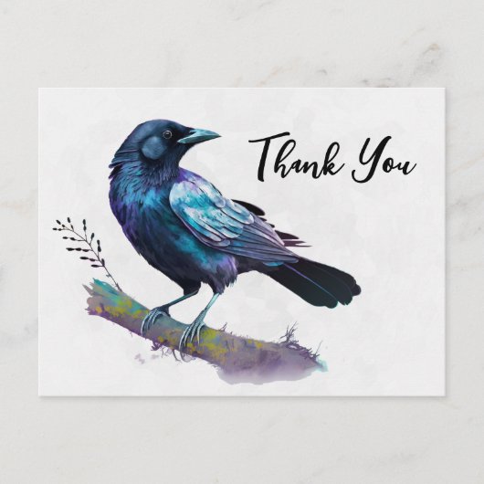 木の枝に美しいカラス　ありがとうございます ポストカード (正面)