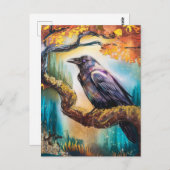 木の枝に美しいカラス ポストカード (正面/裏面)